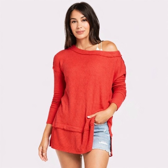 Free People Tops - Free People We The Free North Shore Thermal Top Phoenix Red XS Boho Cozy Slouchy